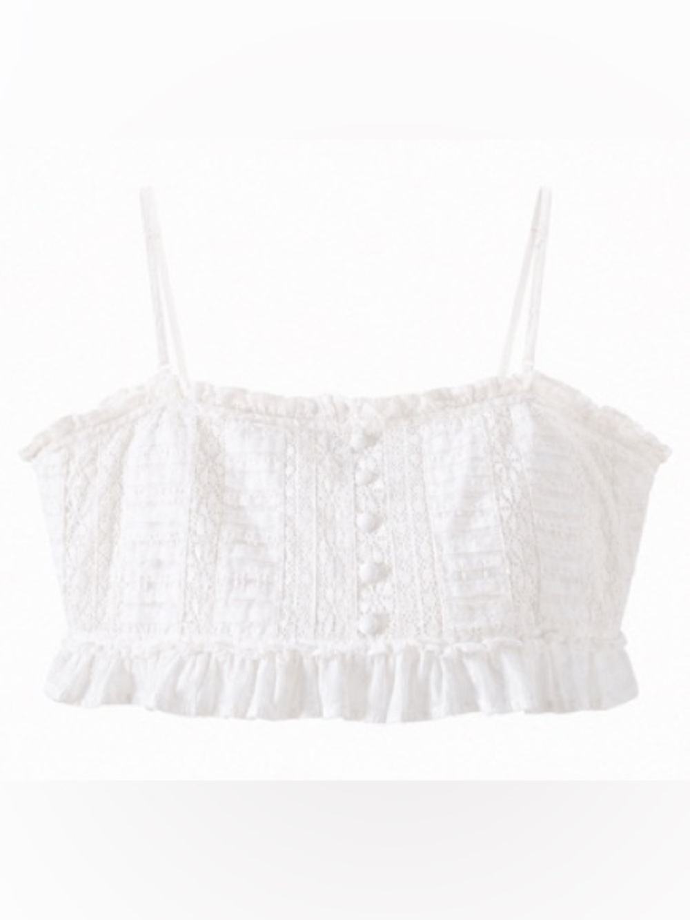 American Eagle Outfitters White Lace Ruffle Cami